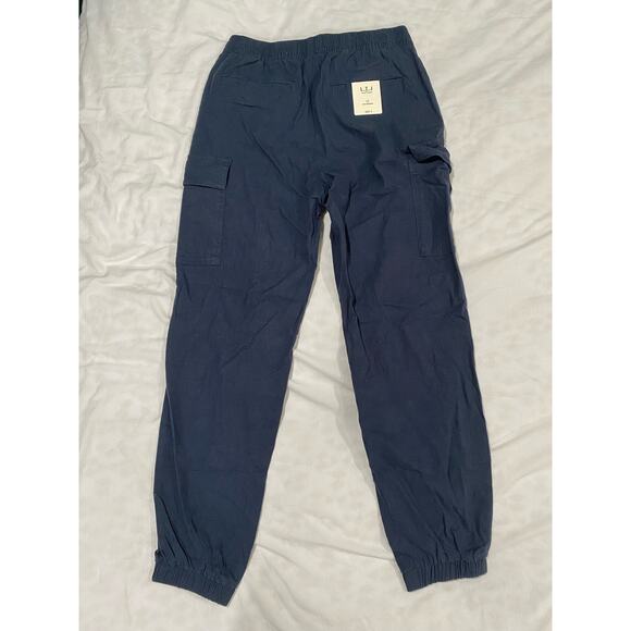 NWT L. T. J. Letter to Juliet Navy Blue Linen Blend Jogger Cargo Pants Small - Picture 3 of 9